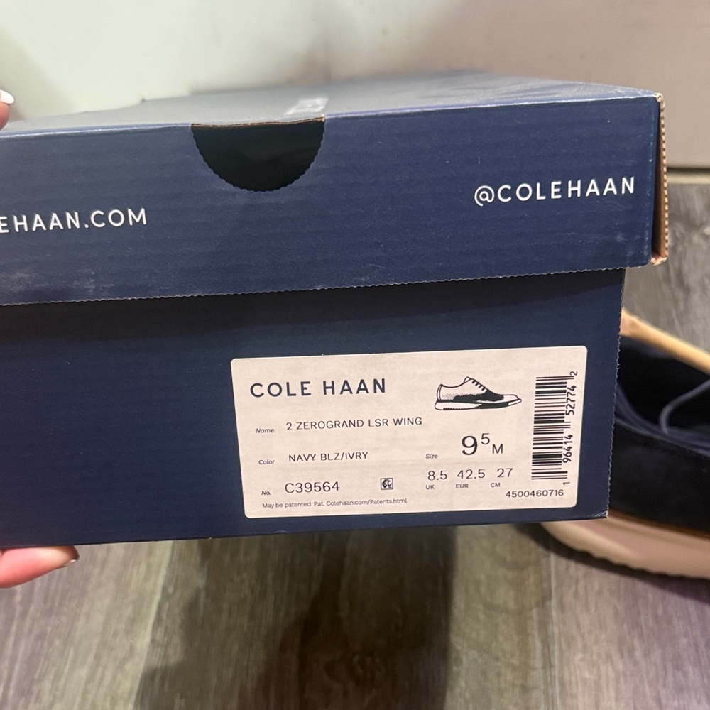 Cole Haan Navy Men's 2.ZERØGRAND Laser Wingtip Oxfords 9.5 - Picture 6 of 10